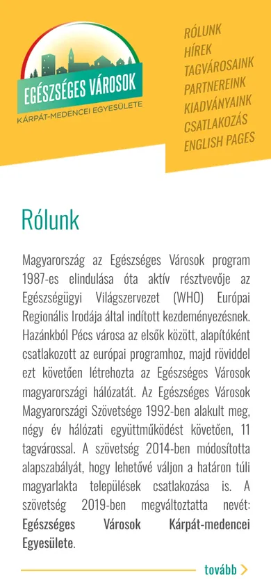 Az Egészséges Városok Egyesülete mobilon