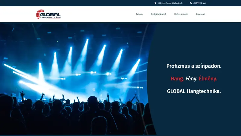 A Global Hangtechnika nyitóoldala
