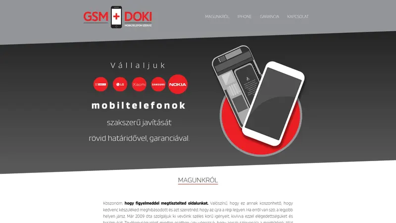 A GSM-Doki nyitóoldala