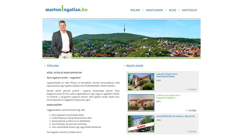 A MártonIngatlan.hu nyitóoldala