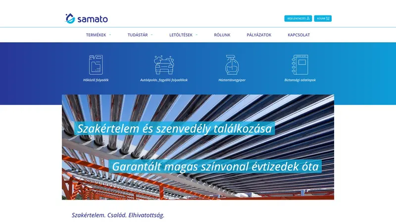 A Samato Kft. nyitóoldala